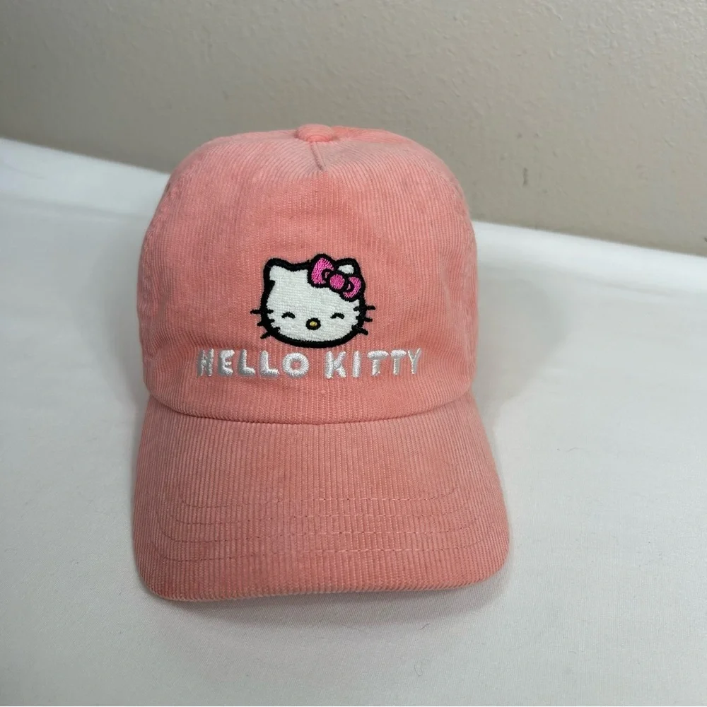 Hello Kitty Sanrio Embroidery‎ Corduroy Pink Peach Toddler  Adjustable Cap